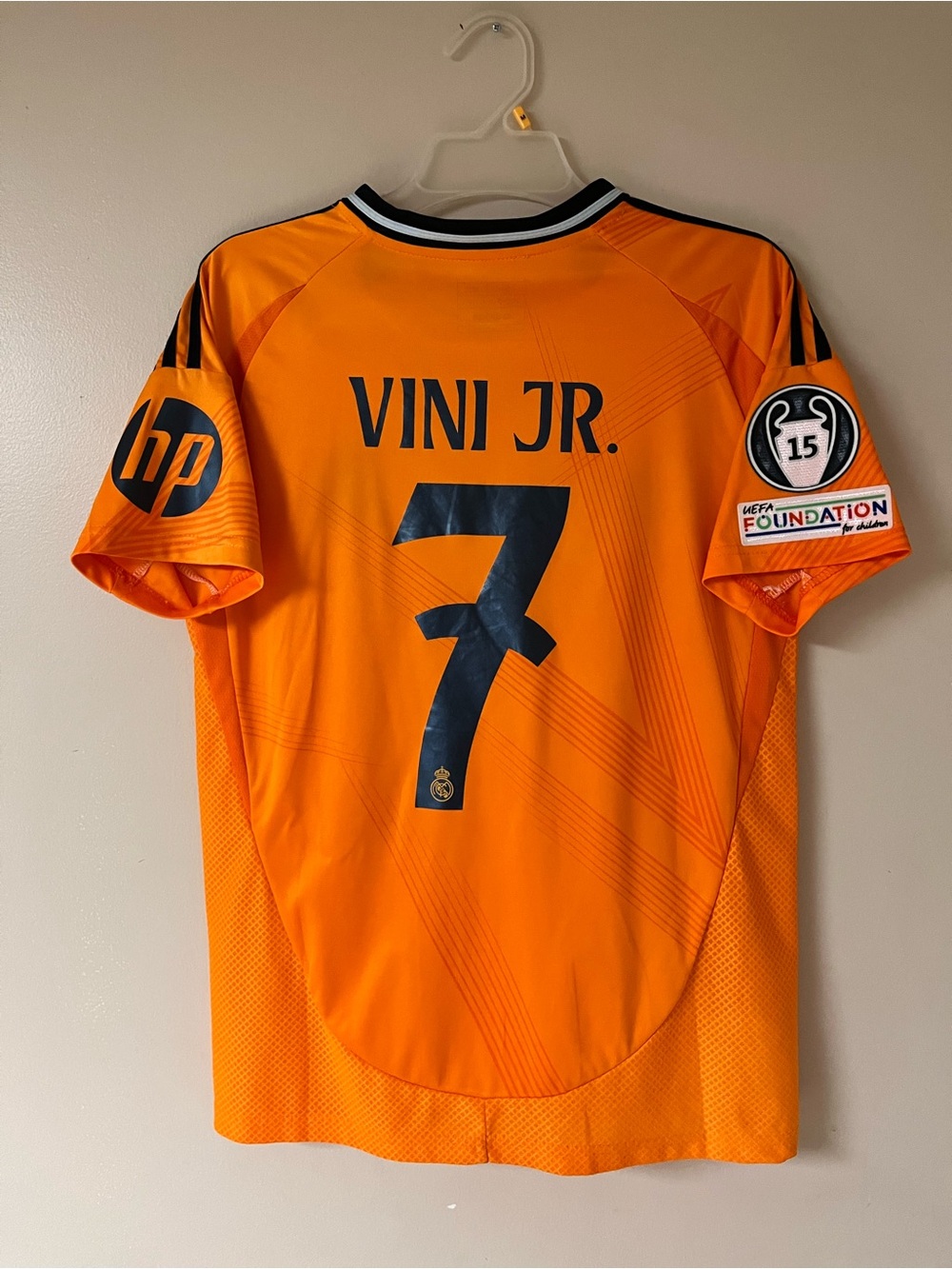 Real Madrid 24/25 Away Jersey w/ Vini Jr. #7 and Champions League patch